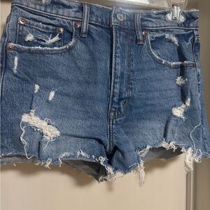 Abercrombie & Fitch Distressed Blue Denim Shorts